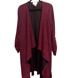 Janette Plus Deep Red Open-Front Cardigan